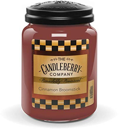 Candleberry Duftkerze im Glas mit Deckel - Cinnamon Broomstick (570g) - Intensiv duftende ganzjährige Kerze bis zu 160h Brenndauer für jeden Anlass, langlebig und handgegossen in den USA