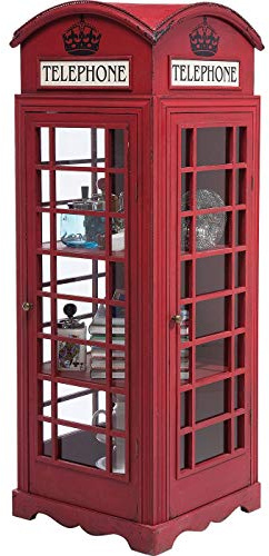 Kare Design Vitrine, London Telefonzelle, Rot, 2 Regalböden, Vintage Optik, (H/B/T) 140x53x51cm