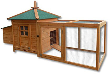 Wiltec Nagerhaus 1650 x 735 x 980 mm, Hasenstall aus Fichtenholz, mit Bitumeneindeckung, Hühnerstall mit Nistkasten, Kleintierhaus Freilauf Gehege