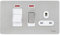 Schneider Electric Ultimate Screwless Flat Plate - Switched Cooker Control Unit with 13A Socket and Neon Indicator, 45A, GU4401WSS, Stainless Steel with White Insert