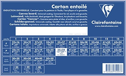 Clairefontaine 34003C Leinwand (3 mm, Querformat, 35 x 24 cm, ideal für Nasstechniken, praktisch und einfach zu verwenden) weiß