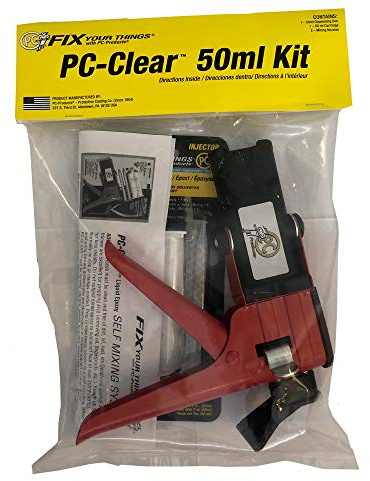 PC Products PC-Clear - Liquido adesivo epossidico, trasparente, 50 ml with Dispensing Gun, Clear, 1