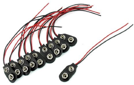 sourcing map 10 Pcs Snap 9V (9 Volt) Battery Clip Connector I Type Black w Cable