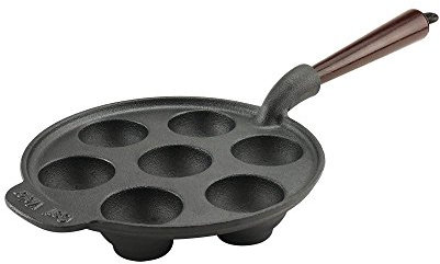 Carl Victor - Schnecken- Pförtchenpfanne Aus Gusseisen 22 Cm, Mit Sieben Halbrunden Vertiefungen Mit Ø 5 Cm, Holzgriff