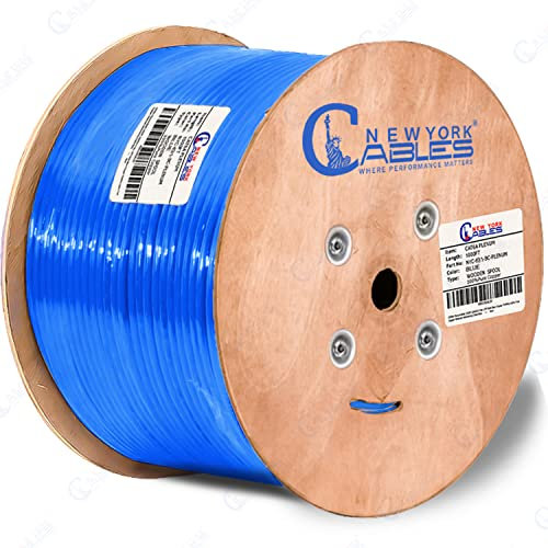 NewYork Cables Cat6a Plenum Cable 1000ft - Certified 100% Solid Pure Copper CAT6 A Ethernet Cable – 23 AWG, 750 MHz, PoE++ - Unshielded Twisted Pair - Cat 6a 10 GB High Speed for Networking & Gaming