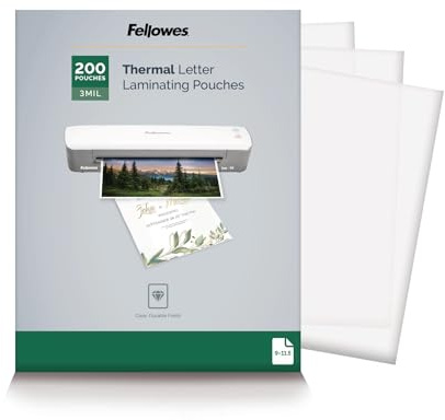 Fellowes Thermo-Laminierblätter, 3 mm Briefgröße, 9 x 11,5, 200 Stück, transparent (5743401)