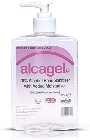 Alcagel 70% Alcohol Hand Sanitiser Gel - Added Moisturiser - 1x 500ml