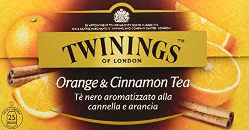 Twinings, Tè Nero Aromatizzato all'Arancia e Cannella, Sapore Avvolgente, con Caffeina, Infusi e Tisane, 6 Confezioni da 25 Filtri