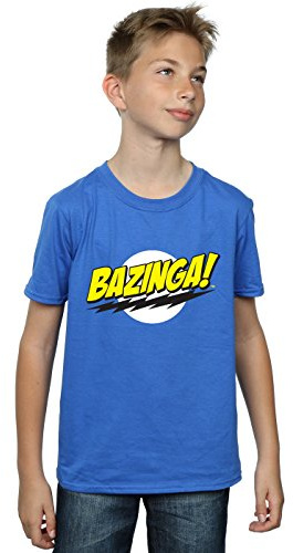 The Big Bang Theory Boys Sheldon Bazinga T-Shirt Royal Blue 12-13 Years