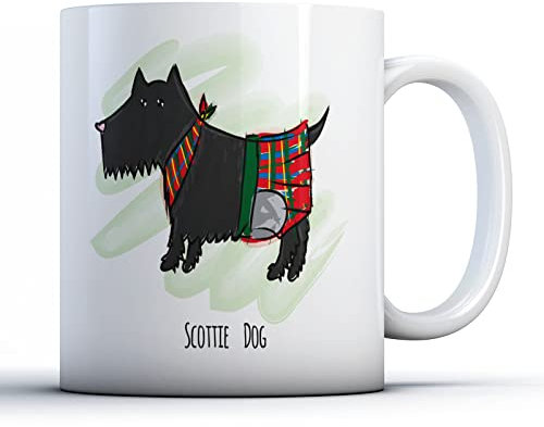 Finger prints - Scottie Dog - Cute Dog Lover Gift Mug, Ceramic, 11fl.oz.