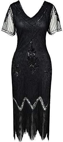 ArtiDeco Robe Soirée / Robe de Nuit pour Femme, Noir, XXL