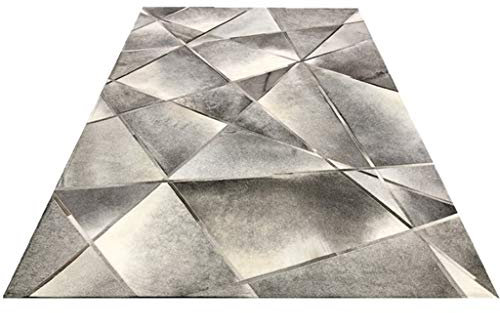 Kreativ Kuhfell Teppich Patchwork Luxuriöse Villa Wohnzimmer Kinderzimmer Teppich Läufer Schlafzimmer Küche Handgenähtes Leder Teppich Anti rutsch unterlage - Grau