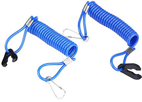 Qiilu Sicherungsseil Lanyard Außenbordmotor Zündung Motorstoppschalter Schlüsselband 2 Stücke blau (Notfall Kill Stop Switch)