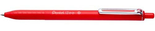 Pentel BX470-B Kugelschreiber iZee, Druckmechanik, Metallclip, 0, 5 mm Strichstärke, 12 Stück, Rot