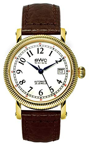 BWC Swiss Herren Uhr Analog Automatik mit Leder Armband 207685134
