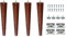 12’’ Wooden Tapered Cone Furniture Replacement Legs Walnut M8 Thread Angled Mounting Plates Protective Felt Pads Set of 4 Legs for Sofa Cabinet Footstool Chair Bed Ottoman 30 cm