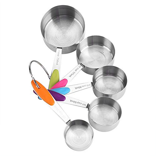 Taza de medición de Acero Inoxidable con Escala, 5pcs/Set Juego de Tazas de medición de Acero Inoxidable Azúcar Café Leche Utensilios de Cocina Utensilios para Hornear