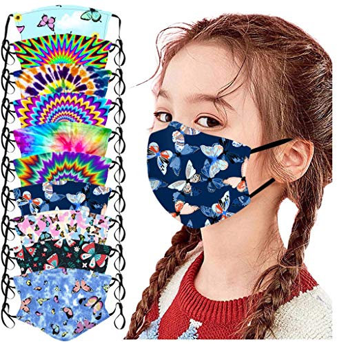 Lulupi Kinder Mundschutz Multifunktionstuch 3D Cartoon Druck Bandana Animal Print Atmungsaktive Baumwolle Stoff Mund-Nasen Bedeckung Waschbar Mund-Nasenschutz Tiermotiv Halstuch Schal Jungen Mädchen