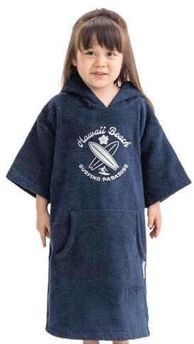 HOMELEVEL Badeponcho für Kinder und Teenager - Poncho Handtuch für Strand Schwimmbad - Surfponcho mit Kapuze - Bademantel für Jungen und Mädchen