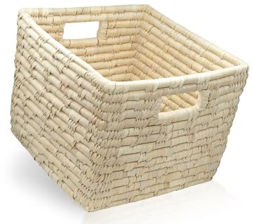 ASK Handicrafts Regalkorb geflochten Palmblatt 32x32x32cm Aufbewahrungskorb eckig Handarbeit Fair Trade