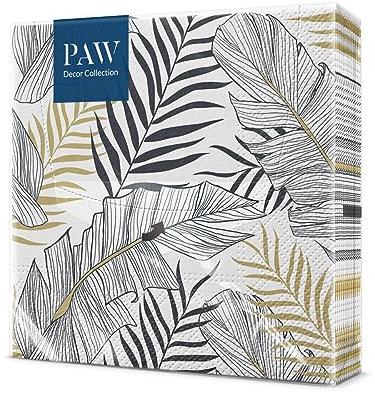 PAW - Servietten 3-lagig (33 x 33 cm) I 20 Stück I Perfekt für Geburtstage, Partys, Hochzeiten, Kommunion und Feiern I Papierservietten Bunt - Natur, Laub I Farbe: Exotic Leaves