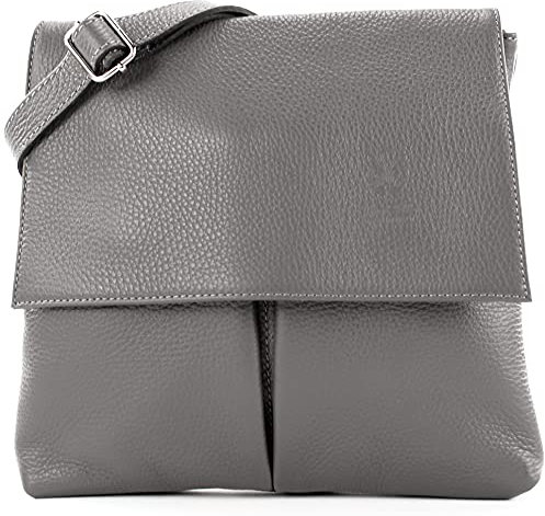 modamoda de T63LEDER Damen Leder Umhängetasche Schultertasche handmade in Italy, Farbe:Graphitgrau