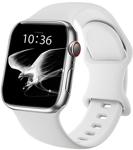 DigiHero Straps Compatible with Apple Watch Strap 38mm 40mm 41mm 42mm 44mm 45mm 46mm 49mm,Silicone Sport Replacement Strap Compatible with iWatch Series 10 9 8 7 6 5 4 SE Ultra 1/2 Women Men White B