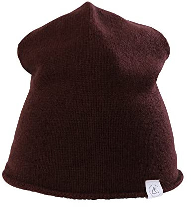 100% Kaschmir Beanie Mütze | Strickmütze für Damen und Jugendliche (Rot/Zinnober Rot)