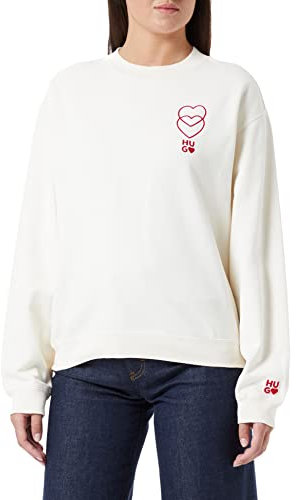 HUGO Women's Demorola_2 Sweatshirt, Open White110, XXL