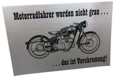 Vulkan-Druckerei OHG Geburtstagskarte für Männer Motorrad A6 quer (Made in Germany) aus edlem Gmund Papier Silber