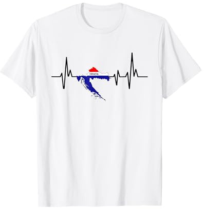 Kroatische Flagge Fahne Herzschlag EKG Design Kroatien T-Shirt