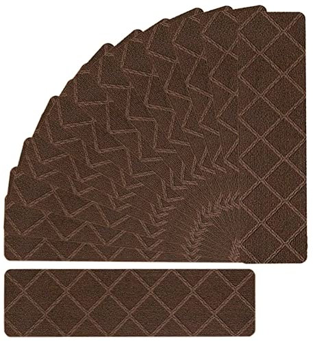 Ray-Velocity Tappetini Antiscivolo per Scale, 15 pezzi, Tappeto per Scale Autoadesivi 76 x 20 cm, Tappeti per Scale in legno, Tappetini Gradini Scale Interne per Bambini, Anziani e Animali Domestici