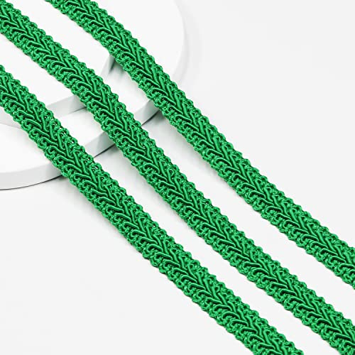 Length 13Yards(Green) 1.2cm/0.47in Wide Fabric Decorative Lace Webbing for All Kinds of Sewn Garments, Curtains, Sewing and DIY Crafts Lamps Furniture Decoration (Green - 1.2)
