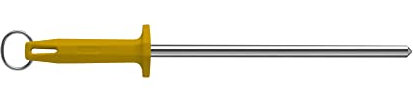 Starrett Professional Knife Sharpeners Steel - BKY408-10 Smooth Fine Finish 10 Inch (250mm) Yellow Handle Hard Carbon Steel - Kitchen Knife Sharpener Rod for Honing Chef Butchers Cleaver Hunter Knife