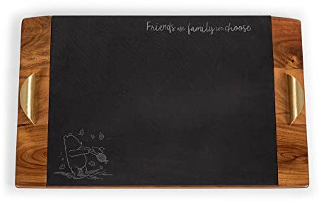 PICNIC TIME Disney Winnie Puuh Covina Serviertablett aus Akazie und Schiefer, Charcuterie Brett-Set, Käsebrett, Akazienholz & Schiefer, Schwarz mit goldenen Akzenten