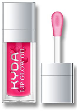 KYDA Plumping&Hydrating Lip Glow Oil, Moisturizing Crystal Jelly Lip Oil Lip Gloss, Transparentes Lippenöl Getönt für die Lippenpflege Verhindert Rissige Lippen (015#Cherry Red)