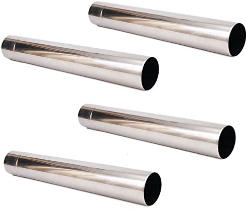 HEIBTENY Lot de 4 tuyaux de cheminée en acier inoxydable argenté pour poêle à bois, chauffe-eau, camping (20 cm de long, 60 mm de diamètre)
