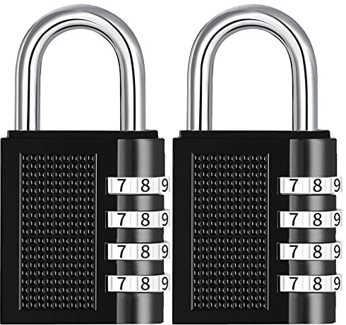 Zahlenschloss Vorhängeschloss mit Zahlencode 4 Stellig, 2er Kofferschloss Zahlenschloss Spindschloss Codeschloss Sicherheitsschloss Wetterfest Koffer Schlösser Tür Schloss für Spind Fitnessstudio