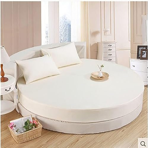 NURCIX Rundes Spannbetttuch, Wasserdichter Matratzenschoner 12-18 Deep Pocket Matratzenschoner Atmungsaktiver Matratzenbezug Elastisches Spannbetttuch für Haustiere,White-Diameter200cm(79inch)