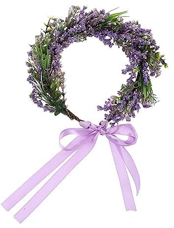 Mikinona 1stk Lavendel Haarkranz Blumenkranz Lila Blumenkronen Für Brautblumenkrone Frühlingsblumenkrone Lila Floraler Kopfschmuck Blumenkopf Kranz Damen Fee Violett Hochzeitsblumen