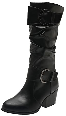 Stivali Donna Estivi Traforati Bassi Fashion - Stivaletti Tacco, Equitazione Bambina, Gomma, Ciabatte - F-Nero 41