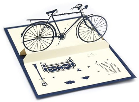 Tadipri Pop-up-Karte, mit Umschlag Karte, Grußkarte 3D für Fahrrad, Klappgrußkarte, Retro-Fahrradpostkarte, für Familie, Freunde, Kollegen