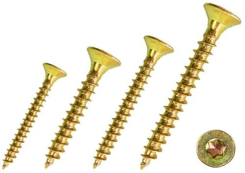 Spanplattenschrauben - Vollgewinde - galvanisch verzinkt, gelb - Torx TX (200, 5,0 x 60 mm)