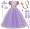 XFOZDM Fille Robe De Princesse Raiponce DéGuisement Raiponce Fille Costume De Raiponce Avec Accessoires Robe Raiponce Pour Halloween Carnaval NoëL Anniversaire FêTe Cosplay Tenues 02 purple,130cm