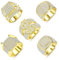 FIOROYAL 5 Stück Gold Ringe Herren 18K Vergoldet Diamantring Iced Out Ringe für Herren, Hip Hop Rock Mode Personalisiert Glänzend Gold Breit Ring V12