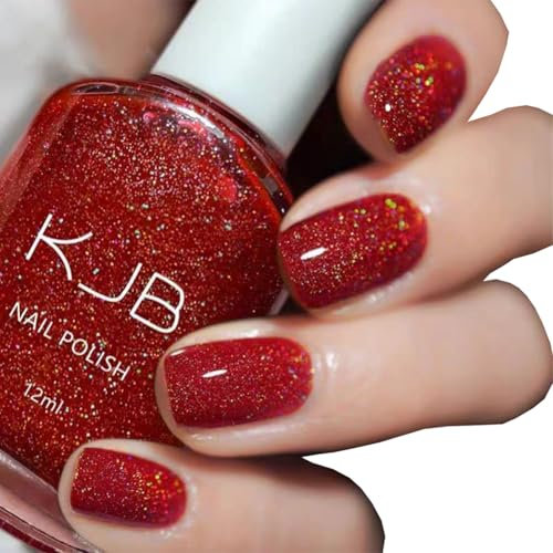 Holographic Nail Polish, Glitter Nail Polish Nude Nail Varnish, Quick Dry Nail Polish, Long Lasting, Chip Resistant, Non-Toxic, Quick Drying, No Need UV Lamp Curing for At Home & Salon Manicure (33#)