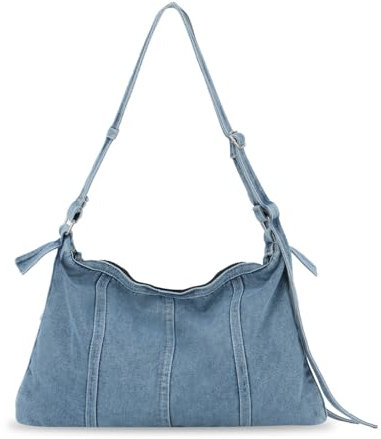 EVEOUT Denim Umhängetaschen Vintage Denim Tote Tasche Schultertaschen Jeans Shopper Handtaschen mit Riemen