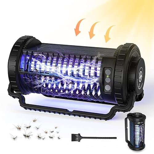Lampara Antimosquitos Solar con Luz LED, Antimosquitos Solar Lampara Antimosquitos Exterior con Panel Solar, UV Mata Mosquitos Electrico Carga USB-C o Solar, Impermeable Lampara Mosquitos Electrico