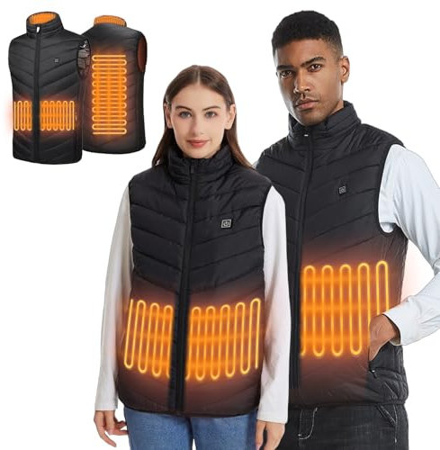 Heated Vest for Men Women, 3 Adjustable Temperature Heating Waistcoat Winter Warmer Heated Jacket for Outdoor Camping Hiking (Batteries not included)