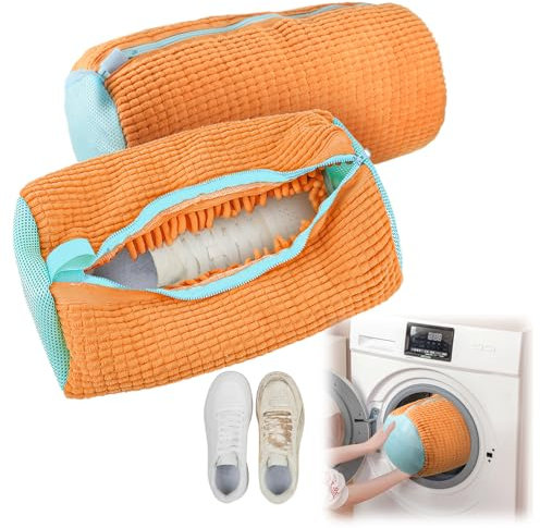 Schuhwaschbeutel Waschmaschine 2 Stück Multi Schutz Schuhbeutel Waschmaschine Wiederverwendbarer Sneaker Waschbeutel Für Alle Schuharten,Schonen Sowohl Schuhe Als Auch Waschmaschine (Orange Farbe)